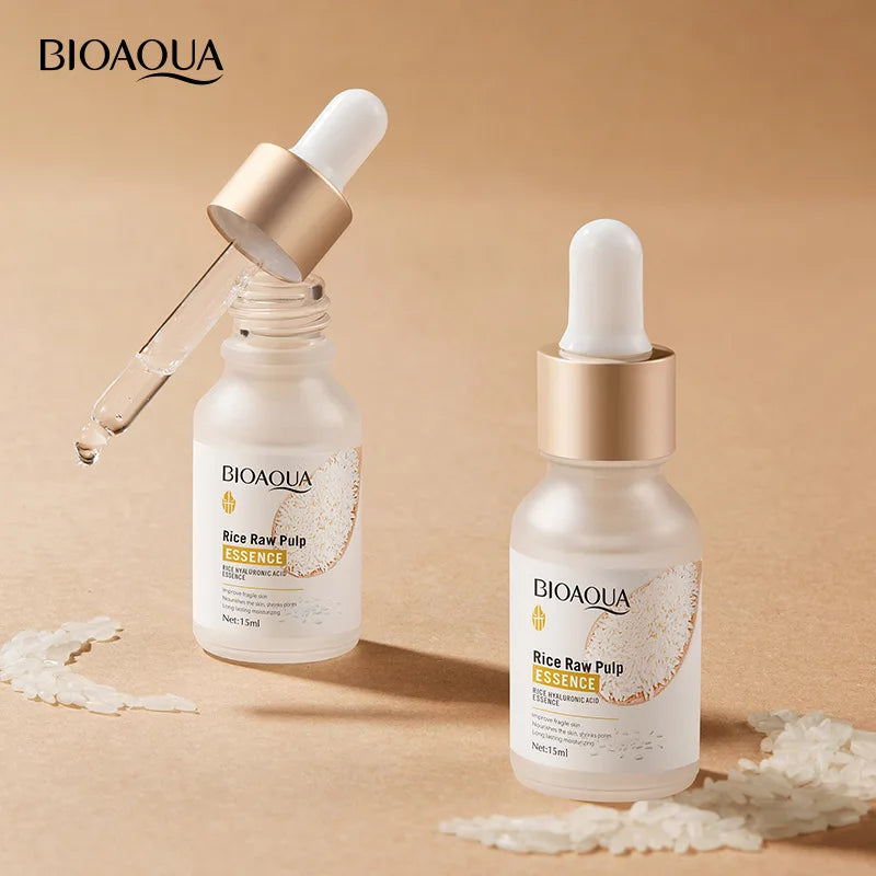 BIOAQUA Rice Face Essence Moisturizing refreshing Hyaluronic Acid facial Serum oil control Shrink Pores Repairs SkinCare product