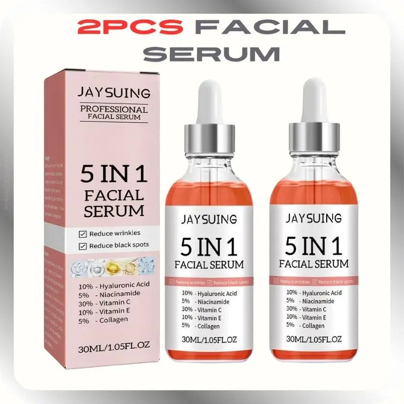 Anti Wrinkle Face Serum 5In1 Fade Spots Facial Serum Hyaluronic Acid,Collagen,Niacinamide,Vitamin C & E Skin Care Liquid 2/1pcs