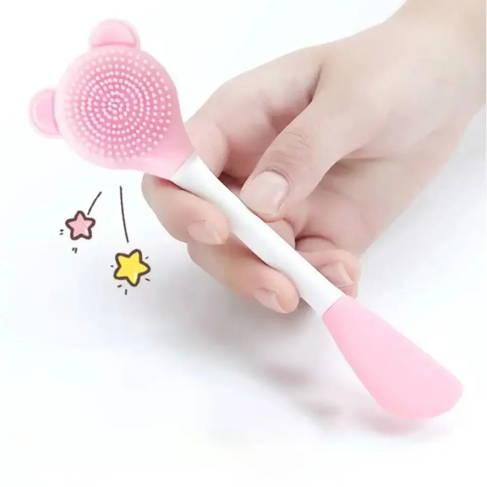 Double Head Facial Mask Brush Silicone Applicator Spoon Spatula Stirring Stick Women Skin Face Cleansing Care Home Makeup Tools