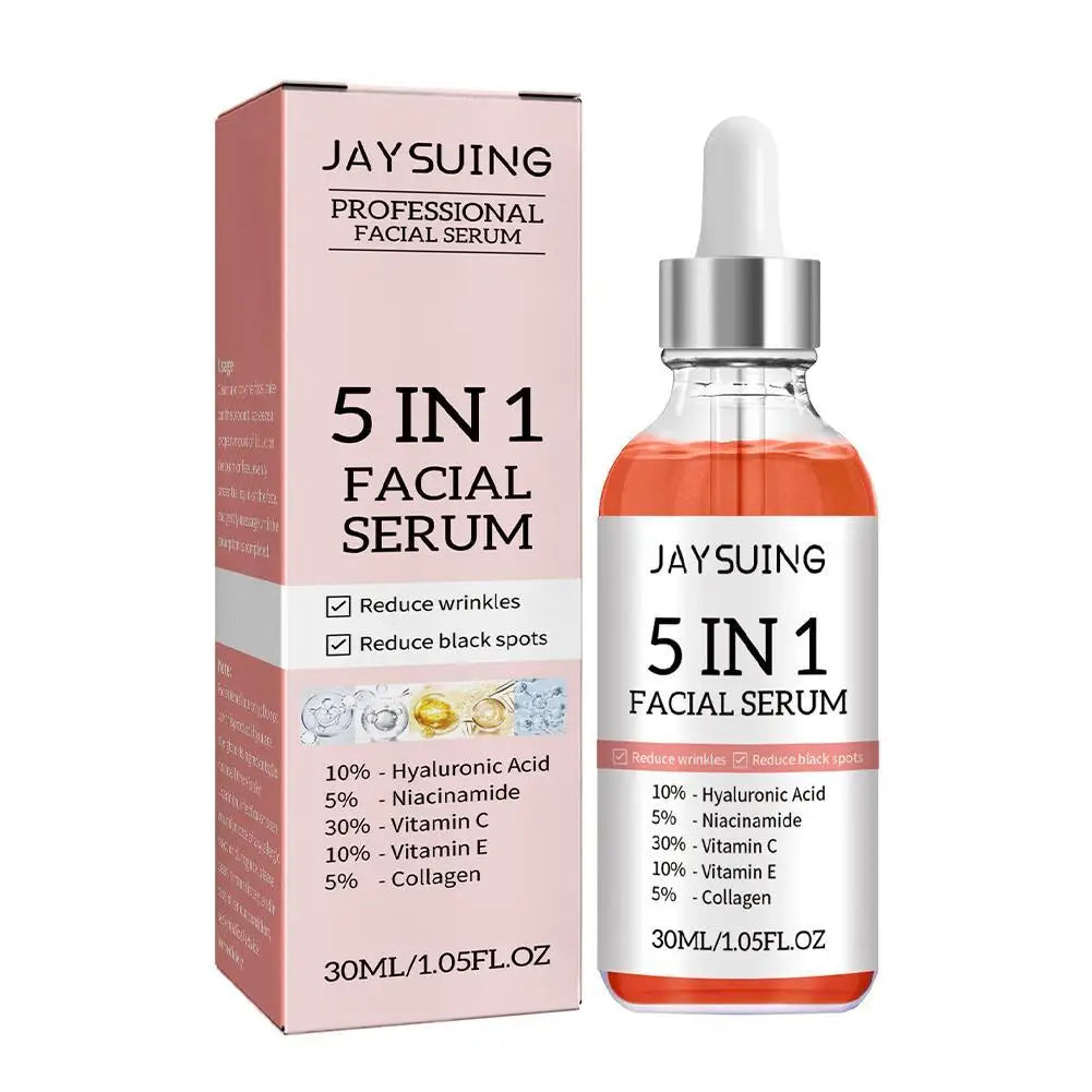 Anti Wrinkle Face Serum 5In1 Fade Spots Facial Serum Hyaluronic Acid,Collagen,Niacinamide,Vitamin C & E Skin Care Liquid 2/1pcs