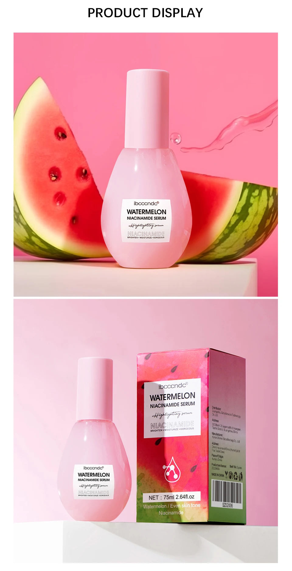 New Watermelon nicotinamide Light Bulb Essence Moisturizing Skin Brightening Face Brightening Essence For Women Skin Care