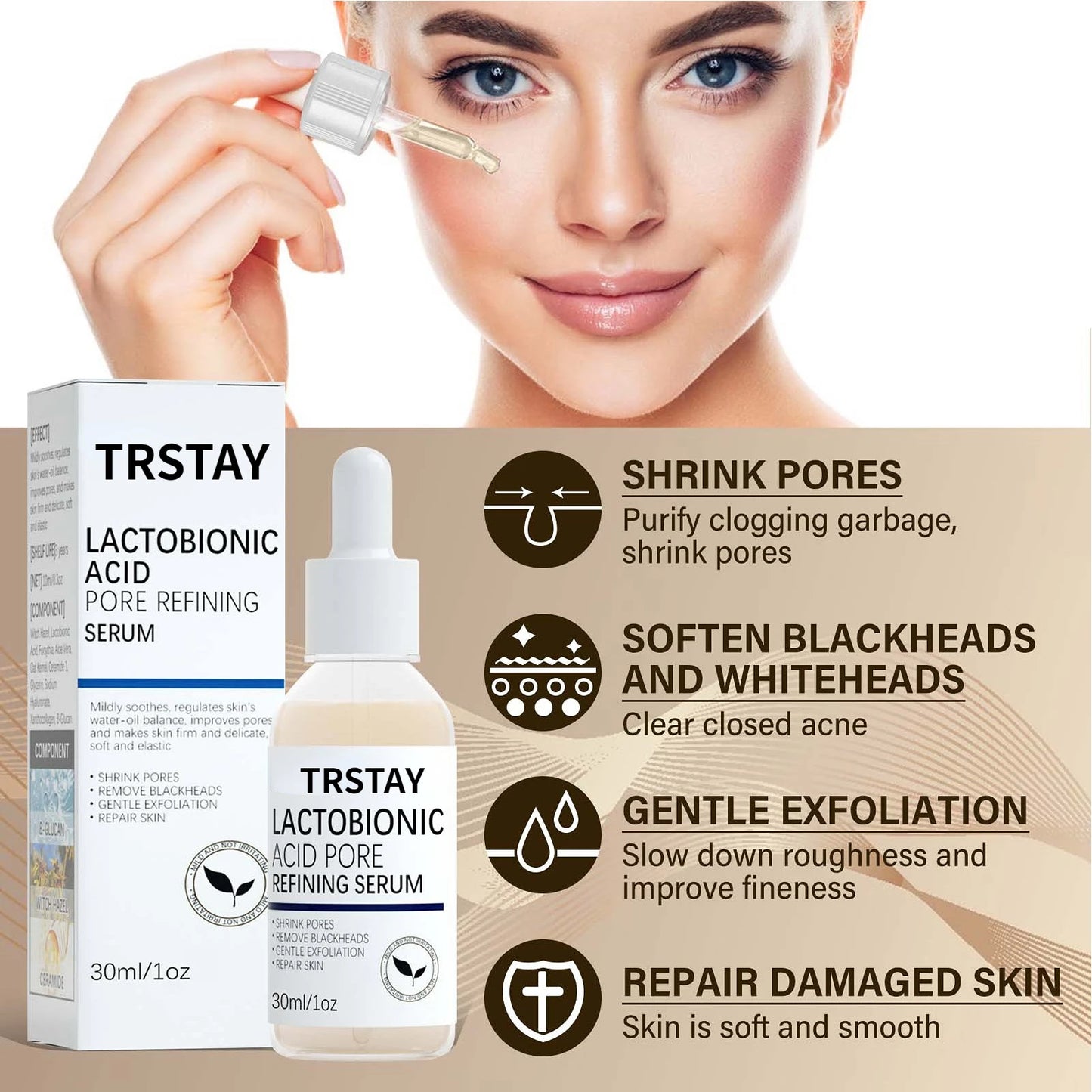 Instant Perfection Serums Facial Lactobionic Acid Skin Care Face Serums Reduce Wrinkles Fine Eye Essence Firming Lifting