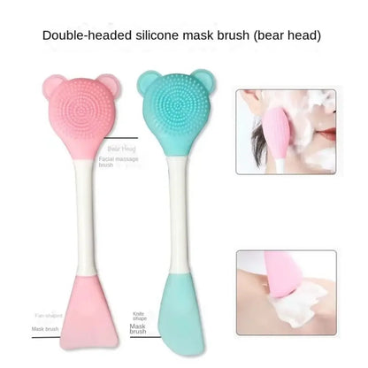 Double Head Facial Mask Brush Silicone Applicator Spoon Spatula Stirring Stick Women Skin Face Cleansing Care Home Makeup Tools