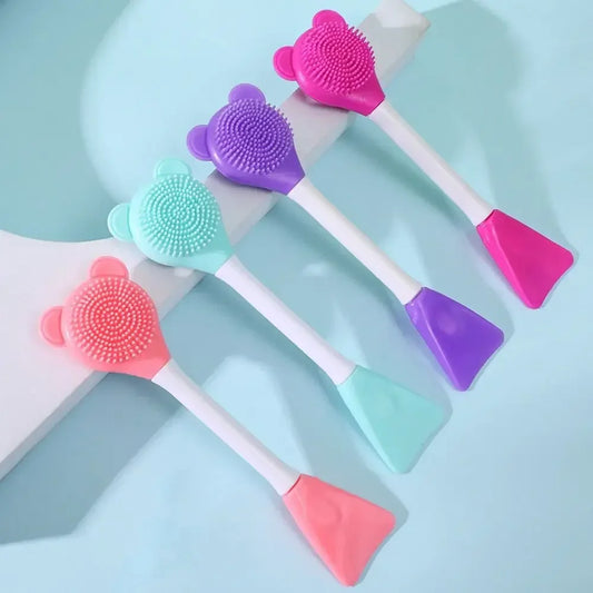 Double Head Facial Mask Brush Silicone Applicator Spoon Spatula Stirring Stick Women Skin Face Cleansing Care Home Makeup Tools