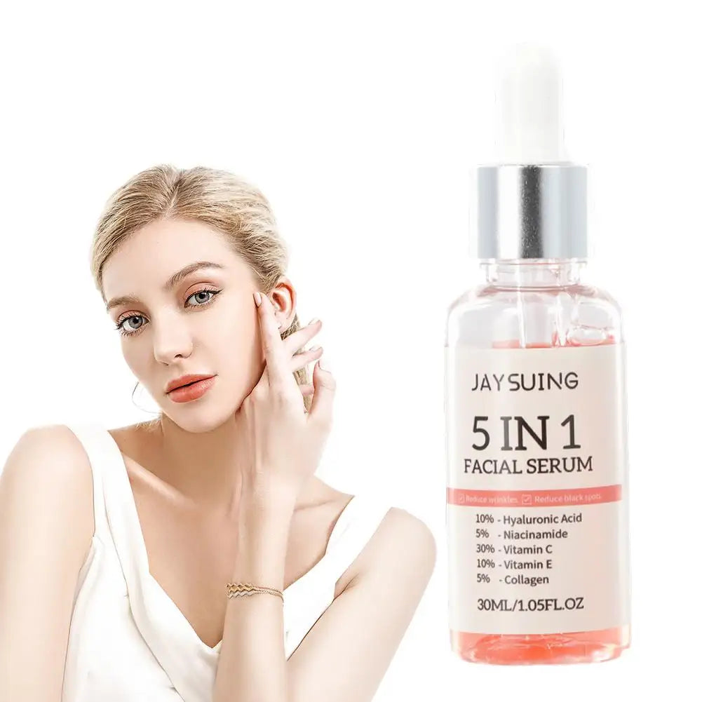 Anti Wrinkle Face Serum 5In1 Fade Spots Facial Serum Hyaluronic Acid,Collagen,Niacinamide,Vitamin C & E Skin Care Liquid 2/1pcs